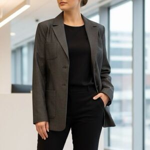Faconnable Women's Blazer Jacket Patch pockets Gray